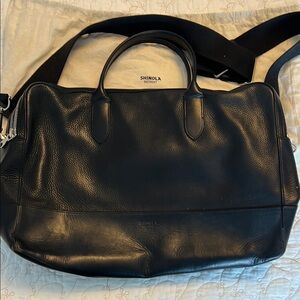 Shinola Black Leather Canfield Double Zip Briefcase